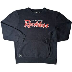 Young & Reckless Los Angeles Crewneck Sweatshirt Black Red Script Mens Large